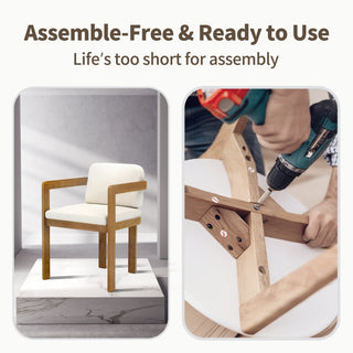 Assembly Free Dining Chair, Wood-Grain Aluminum Dining Chair, Weather-Resistant, Waterproof, UV-Resistant Ideal for Gardens, Patios, and Kitchen (Set of 2)