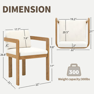 Assembly Free Dining Chair, Wood-Grain Aluminum Dining Chair, Weather-Resistant, Waterproof, UV-Resistant Ideal for Gardens, Patios, and Kitchen (Set of 2)